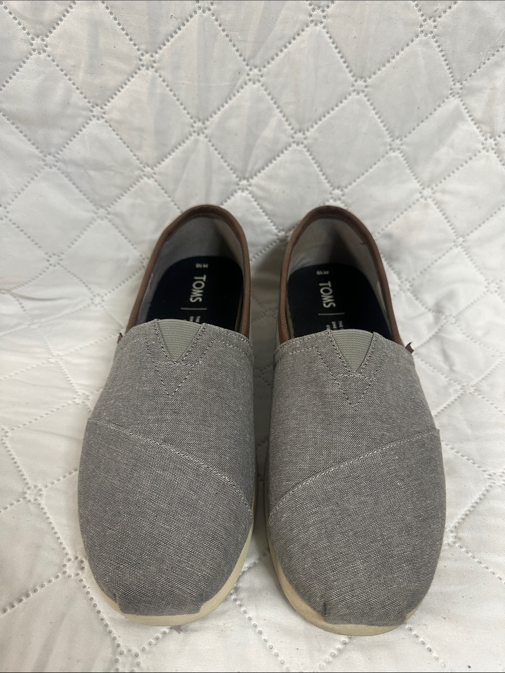 Toms Men's Gray Canvas Slip-On with Brown Trim